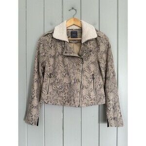 Lysse Rosalind Detachable Faux Shearling Collar Crop Jacket S Small Cropped Beig